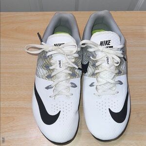 Nike White and Black Sports Cleats tracks Sneakers